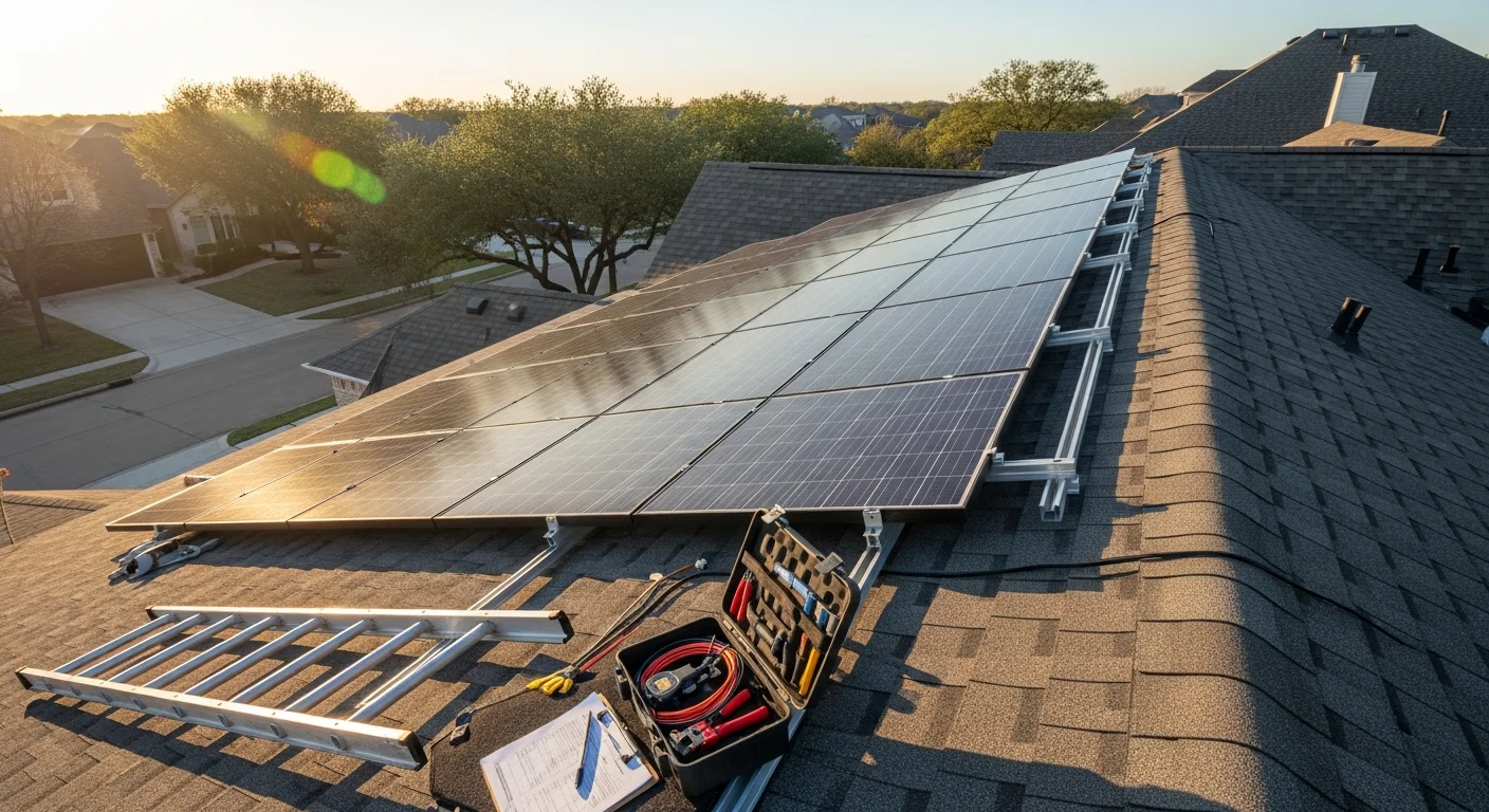 Solar panels installed on residential roof